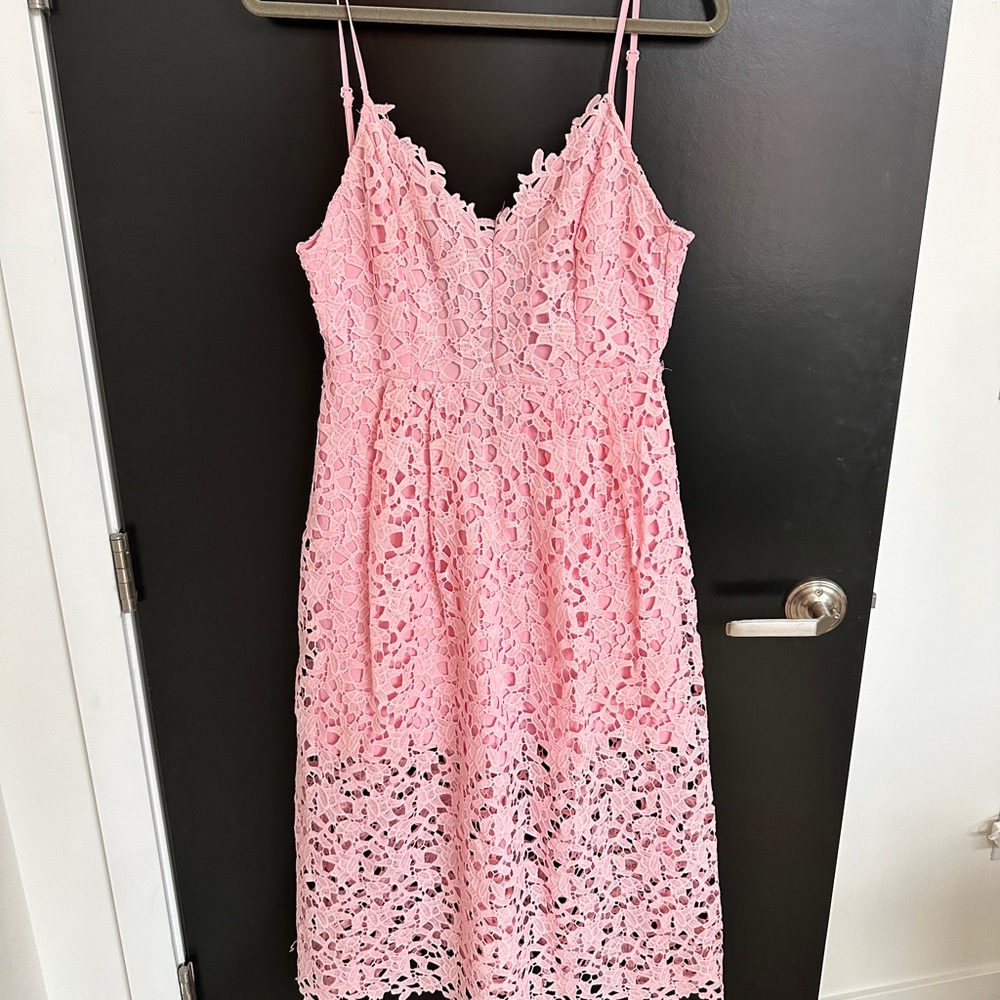 ASTR Pink Floral Crochet Dress